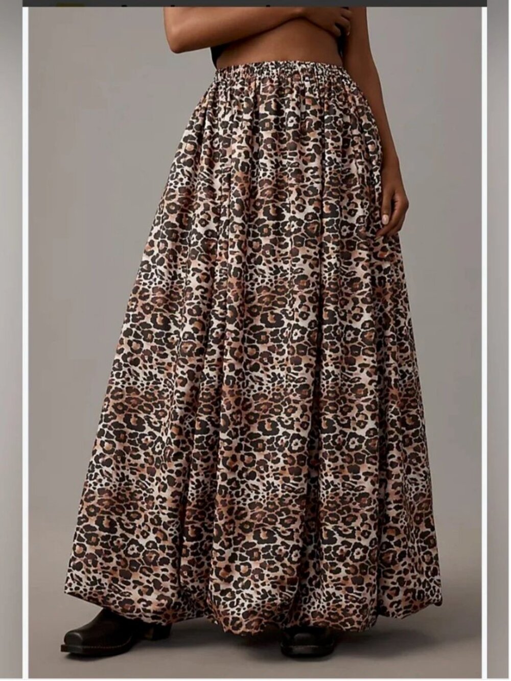 Anthropologie Bubble Leopard Print Maxi Skirt size S